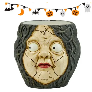 Gesichter Pflanzentöpfe - Resin Design Kopfpflanzgefäß | Deko für Balkon Garten Halloween