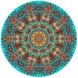 Martin Kench Mandala Outdoor Teppich Rund Boho, Waschbar Teppich Balkon Wohnzimmer Küchenteppich Modern (Y09,Ø 160 cm Rund)