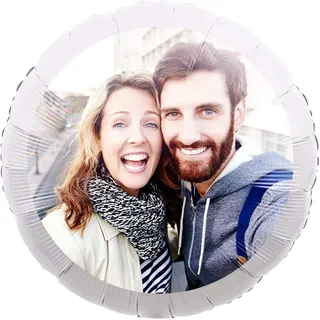 Personalisierter Foto-Ballon Rund 35cm Weiß zum Selbst Gestalten mit Helium Gefüllt als Geschenkidee für Hochzeit, Geburtstag, Jahrestag, Valentinstag