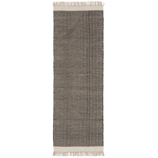 benuta pure Wollteppich Läufer für Flur Kim Schwarz/Weiß 70x200 cm - Naturfaserteppich aus Wolle