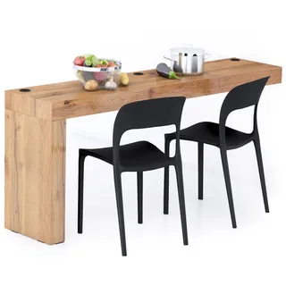 MOBILI FIVER, Evolution Esstisch 180 x 40 mit kabellosem Ladegerät, rustikale Eiche mit einem Bein, Made In Italy
