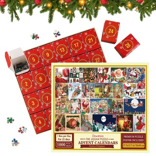 Hujinkan Adventskalender 2023, Countdown Rätsel, 24 Tage Weihnachtspuzzle Puzzle, Weihnachts 1000 Teile Puzzle Geschenke Für Erwachsene Und Kinder, Weihnachtsdekoration, Erwachsene