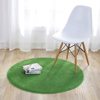 KiKom Einfarbiger Runde Teppich für Wohnzimmer Schlafzimmer Studie Hängen Korb Computer Stuhl Kind Teppich - 60 cm Grün