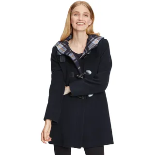 Wolljacke GIL BRET, Damen, Gr. 44, blau (night blau), Web, Obermaterial: 75% Wolle, 20% Polyamid, 5% Kaschmir, unifarben, casual, gerade ca. Mitte Oberschenkel, Rundhals, Langarm, Jacken, mit Kapuze und Knebelverschluss