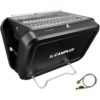CAMPLUX Tragbarer 2-in-1 Koffergrill, Gas- und Holzkohle-Campingkocher mit 32 x 23,5 cm Rost, klappbar kompakt für Camping, Rucksackreisen, Balkon & Reisen, FoldGo FG16GB