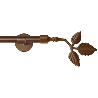 Garesa Gardinenstange Sheet Ø 16mm, 1-läufig, Bronze I Stabile Vorhangstange ohne Ringe I Mit Endkopf Blatt I Auch für mittelschwere Vorhänge I 230cm