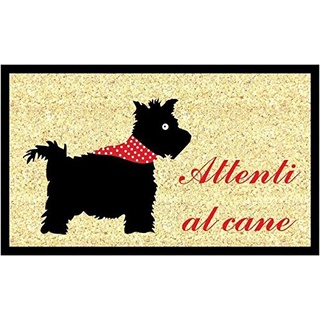 GIFTCOMPANYITALY OGGETTI IDEE DESIGN Gift Company Fußmatte Attenti Al Hunde, Cocco/PVC, bunt, 75 x 1,5 x 45 cm