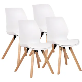 CLP Lehnstuhl Luna Kunstleder/Samt/Stoff weiß 4er Set