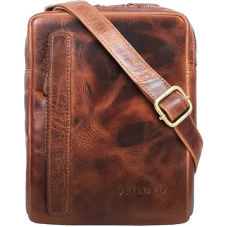 STILORD John Kleine Herren-Tasche Ledertasche Vintage 8,4 Zoll Tablettasche Umhängetasche Männer Schultertasche mit Reißverschluss Leder Farbe:Kara - Cognac