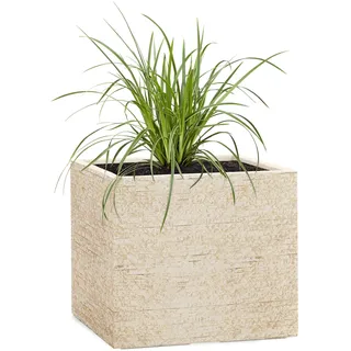 Pflanzwerk® Pflanzkübel Cube Antik Sand 23x23x23cm *Frostbeständiger Blumenkübel* *UV-Schutz* *Qualitätsware*