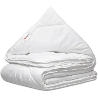 alpina Bettdecke 140x200 cm - 4-Jahreszeiten-Daunendecke - Duvet 1 Person - Maschinenwaschbar bei 40 Grad - Schnelltrocknendes und Atmungsaktives Material - Polyester - Weiß