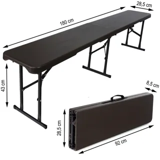 Trutzholm Bierbank Klappbank aus Kunstoff Grau Holzoptik 180cm klappbar Bierzeltbank Campingbank