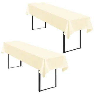 2 Stück Tischdecke Bierzeltgarnitur 100 x 250cm Biertisch Tischdecke wasserdichte Polyester Tischdecken Beige Biertischdecke für 50 und 70cm Biertische, Rechteckige Tischdecken für Hochzeitsfeiern