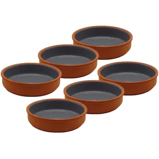STEINWOHN Tapasschalen Grau, 6x Ø16cm | Keramik Schalen innen lackiert, außen naturbelassen | Spülmaschinengeeignet, Ofenfest, Mikrowellengeeignet | Tapas & Snackschalen im Set