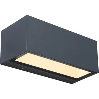 LED Außenwandleuchte GEMINI, moderne Wandlampe aus Aluminium in Anthrazit, Außenlampe, 1230 Lumen, warmweißes Licht 3000K, rechteckige Wandleuchte mit Up- & Down-Effekt,Außenleuchte