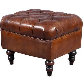 Lederhocker Dover im Chesterfield-Look Sitzhocker Vintage-Cigar