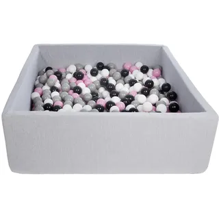 Velinda Bällebad Ballpool Kugelbad Bällchenbad Kinder-Pool mit 600 Bällen/120x120cm (Farbe der Bälle: schwarz,weiß,rosa,grau)