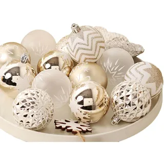 CVZQTE Exquisite Weihnachtskugeln in Champagner-Gold und Weiß, 16 Stück, schaffen festliche Atmosphäre zu Hause, traditionelle goldene Weihnachten