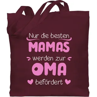 Baumwolltasche - Geschenk - Nur die besten Mamas werden zur Oma befördert rosa weiß - Unisize - Bordeauxrot - geschenke für werdende omas bag for grandma omi groseltern beutel an kleinigkeit - Einheitsgröße