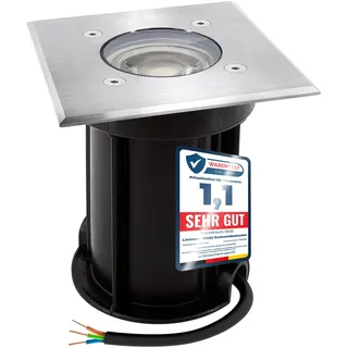 linovum BOQU Bodenleuchte aussen IP67 LED GU10 3W neutralweiß 230V - Boden Einbaustrahler quadratisch befahrbar bis 500Kg