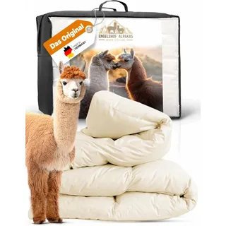 Engelshof Alpaka Bettdecke, Alpaka Decke 155x220 cm, Sommer leicht Duvet Alpaka Wolle ist viel Besser als Kamelhaardecke, Schafwolle Bettdecke oder Lama Decke mit 900g Alpakawolle