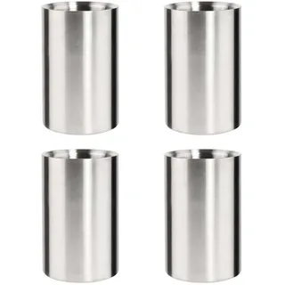 4x Weinkühler Edelstahl doppelwandig Höhe 19 cm Ø 12,2 cm Sektkühler Wein Sekt Flaschenkühler