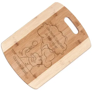 Maverton Bambus Küchenbrett mit Gravur - Servierbrett - Brotzeitbrett massiv - Größe: 35x25 cm - Schneidebrett für Männer - zum Geburtstag - zu Weihnachten - Italiener