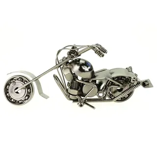 Kremers Schatzkiste Spardose Deko Bike Motorrad aus Metall 15cm Deko Geldgeschenk Bike Shopper silberfarben