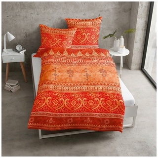 Bettwäsche Indi Muskat, TRAUMSCHLAF, Mako Satin, 2 teilig, orientalisches Design orange 1 St. x 135 cm x 200 cm