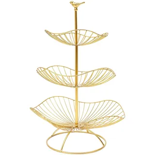 ureggvbu Obst Etagere 3 Stöckig Dekorativer Etagere Gold für Küche & Wohnzimmer, Obsttellergröße: 20cm, 25 cm, 31cm (Gold)