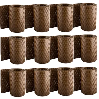 Sellon24® Rattan Sichtschutz-Streifen Rattanoptik Sichtschutz für Stabmattenzaun Flechtoptik 255 x 19 cm (RD13_Honig_12 Stück)
