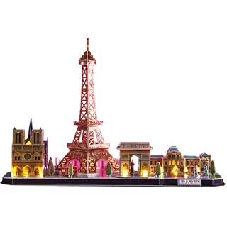3D Puzzle Kinder - Paris LED City Line | 3D Puzzle Erwachsene Eiffelturm | Modellbausatz Erwachsene | Geschenk Für Kinder Ab 8 Jahre | 115 Stücke | DIY