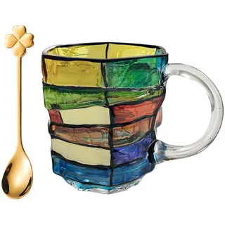 3D Buch Tasse Glas,Buchtasse,Painted Book Mug,Bibliothek Bücherregal Tasse,TBook Lover Mug Lustige Kaffeetassen Keramikbecher für Geschenke