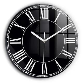 Tulup Wanduhr Glas Wanduhr Mit Motiv Schwarze römische Ziffern Wanduhr Aus Glas 60 cm x 60 cm