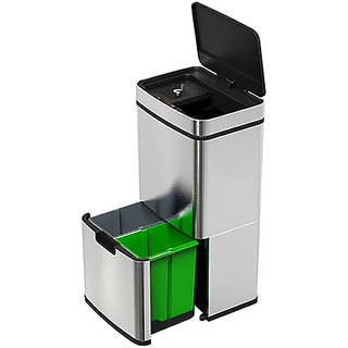 Design-Mülltrenn-System mit Sensor, 4 Behälter, Edelstahl, 75 Liter
