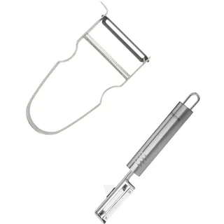 Fackelmann Duo Gemüseschäler Pendel und Gemüserasierer 19 x 3,5 cm Edelstahl Grau