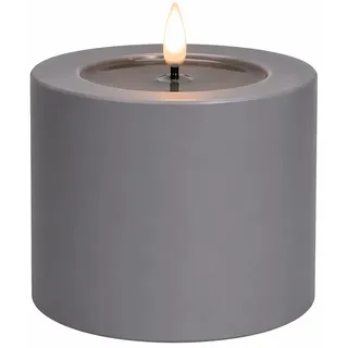 ReWu LED Kerze Deluxe Homeart Outdoor, Grau | Kunststoff Kein Echtwachs, Realistische Flamme, Warmweißes Licht, Hitzebeständig für Aussenbereich