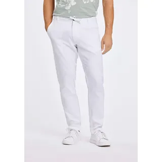 Leinenhose LINDBERGH "Leinenhose Tapered Fit", Herren, Gr. XXL, weiß, Obermaterial: 55% Leinen, 45% Baumwolle, unifarben, gerade, unten schmal, Hosen