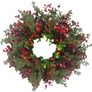 Künstlicher Weihnachtskranz Mit Roten Beeren Und Eukalyptus, Wanddekoration Für Das Wohnzimmer