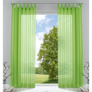 Gardine, Gardinenbox, Schlaufe (2 St), transparent, Transparent Vorhang Set Voile Bleibandabschluss verschiedene Höhen 61000CN grün 140 cm x 245 cm