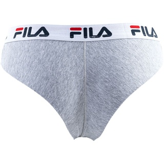FILA Damen Brazilian Slips, Vorteilspack - Panty, Logo-Bund, Cotton Stretch, einfarbig, XS-XL Grau S 1 Slip (1x1S)
