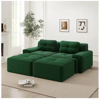 Odikalo Sofa Boneless Modulares Sofa kombinierbar Polstersofa Schlafsofa, Cloud Modulsofa Boneless U-förmiges Sofa, bequemes Corduroy-Cloud-Sofa, Modulares Sofa mit Ottoman, Modulares Zweisitzer-Sofa, 2-Sitzer Sofa mit Tiefem Sitz für Wohnzimmer, Montagefreies Sofa grün