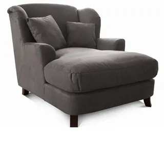 Cavadore XXL-Sessel Assado / Großer Polstersessel mit Holzfüßen und großer Sitzfläche / Inkl. 2 Zierkissen / 109 x 104 x 145 / Mikrofaser Grau