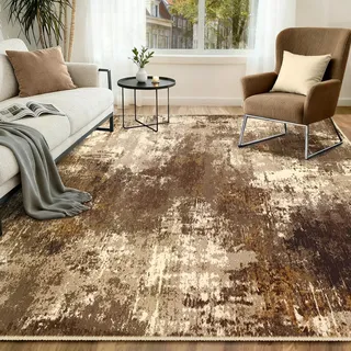 INOVADAY Abstrakt Waschbarer Teppich 180x270 cm Braun/Hellbraun