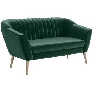 MEBLINI Mini Sofa 2-Sitzer für Wohnzimmer - Mini Lounge für Zwei Personen - Küchensofa - Sofa Klein - KAIA - 2 - Grün Samt