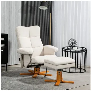 Homcom Relaxsessel Massagesessel Kunstleder 80 x 99 x 86 cm Cremeweiß mit Hocker