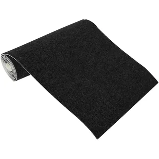 Nadelfilz Teppichboden Selbstliegend, 40 x 200 cm Waschbar Teppich Bodenbelag mit Rutschfest Rücken, Teppich Innen Selbstklebend für Wohnzimmer Schlafzimmer Kinderzimmer Büro Gewerbe (Schwarz)