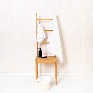 Kleiderstuhl aus Massivholz Eiche, 130x38 cm, Sitz- & Handtuchablage