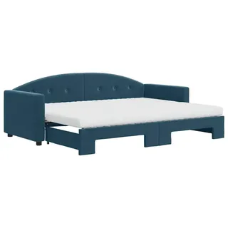vidaXL Bett Tagesbett Ausziehbar mit Matratzen Blau 80x200 cm Samt blau