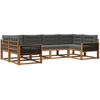 vidaXL Outdoor-Sofagarnitur 6-tlg. Natur/Anthrazit